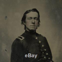 1/6 Plate Civil War Tintype Proud Yankee Lieutenant Full Case (Berg 2-19)