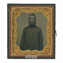 1/6 Plate Civil War Tintype of Bearded Union Infantry Soldier