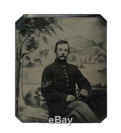 1/6 Plate Civil War Tintype of Union Corporal in Half Thermoplastic Case