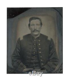 1/6 Plate Civil War Tintype of Union Lieutenant in Full Thermoplastic Case