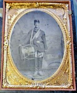 1/6 Plate Tintype Of Drummer With Sword