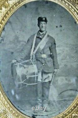 1/6 Plate Tintype Of Drummer With Sword