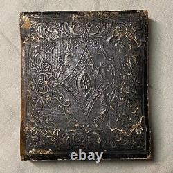 1/6 Plate Tintype Photo Civil War Uniform Union Soldier Full Union Case Painted