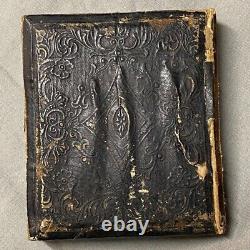 1/6 Plate Tintype Photo Civil War Uniform Union Soldier Full Union Case Painted