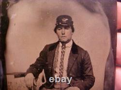1/6 Plate Tintype Photograph of Civil War Infantry Soldier withKepi, TAX Stamp etc