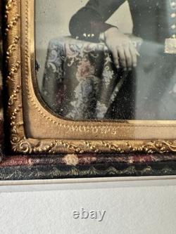 1/6 Tinted Ambrotype Soldier in Militia Uniform New York Photo BACON Civil War