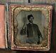 1/6 Tintype Armed Civil War Soldier Holding Rifle, Tinted, Gold Buttons, Shadow