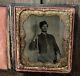 1/6 Tintype Armed Civil War Soldier Holding Rifle, Tinted Zouave 1860s Photo