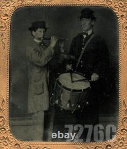 1/6 Tintype Photo CIVIL WAR MUSICIANS Drummer & Flute Player