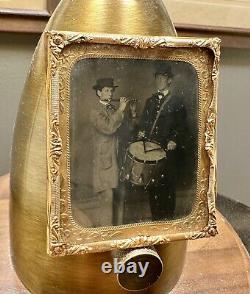 1/6 Tintype Photo CIVIL WAR MUSICIANS Drummer & Flute Player 1860s