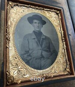 1/6 Tintype Photo ID'd Civil War Confederate Soldier POW Died At Camp Douglas