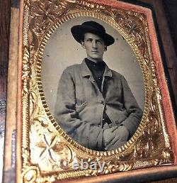 1/6 Tintype Photo ID'd Civil War Confederate Soldier POW Died At Camp Douglas