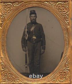 1/6 plate Union Ambrotype Of Armed Soldier Standing