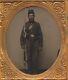 1/6 Plate Union Ambrotype Of Armed Soldier Standing