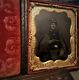 1/6 Tintype Photo Armed Civil War Soldier Holding Gun Painted Gold Buttons