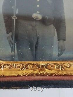 1/6th Plate Tintype Civil War Soldier Armed Photo Original Union Rifle neat