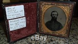 1/6th Plate Tintype of Civil War Soldier 46th Mass. Inf. & 2nd Heavy Arty. Ide
