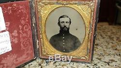1/6th Plate Tintype of Civil War Soldier 46th Mass. Inf. & 2nd Heavy Arty. Ide