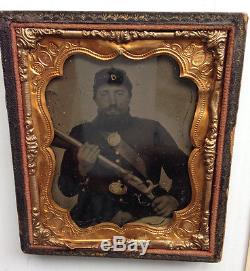 1/6th Tintype Identified Civil War Soldier 20th Maine Volunteer and Letter