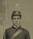 1/8 Civil War Tintype Armed Washington Grays Private Penn Buckle, Us Flag