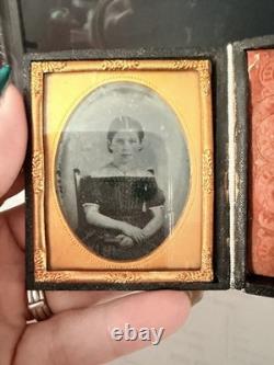 1/9 Ambrotype/Tintype Leather Case Photos 4 Total