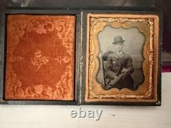 1/9 Ambrotype/Tintype Leather Case Photos 4 Total