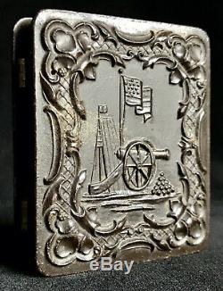 1/9 Plate CIVIL War Patriotic Thermoplastc Case Camp Scene In Minty Condition