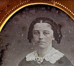 1/9th Plate Daguerreotype Sitting Pretty Civil War Young Woman Union Photo Case