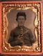 1/9th Plate Tintype Of Civil War Nc Militia Corporal With Cocked Colt Pistol