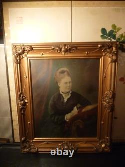 23x26 Antique Civil War Era Hand painted Watercolor Photograph in ORGN FRAME
