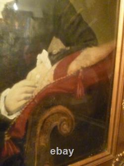 23x26 Antique Civil War Era Hand painted Watercolor Photograph in ORGN FRAME