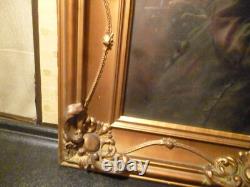 23x26 Antique Civil War Era Hand painted Watercolor Photograph in ORGN FRAME