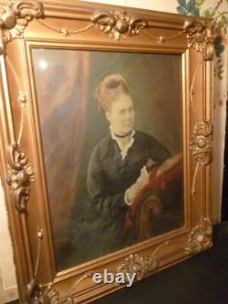 23x26 Antique Civil War Era Hand painted Watercolor Photograph in ORGN FRAME