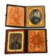 2 Antique Us Civil War Ambrotype Portrait Photo Picture In Brass Frame Case 15d