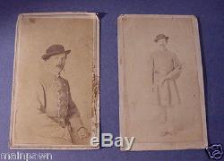 2 CDV Photos of Civil War Soldier Confederate 18th Regiment Louisiana Lt. Martin