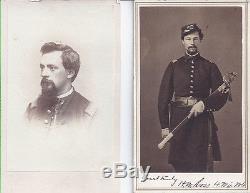 2 CIVIL WAR CDVs SAME OFFICER ROSS 4TH WISCONSIN CAVALRY NICE ARMED PHOTO