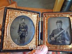 2-u. S. Civil war soliders withrifles portraits in same case