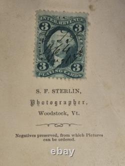 3 Cent Georgia Washington Stamp On Back Of Civil War Photo Of Woman