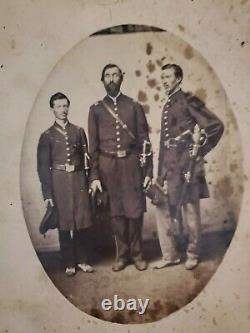 3 Civil War Officers Albumen Image