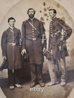 3 Civil War Officers Albumen Image