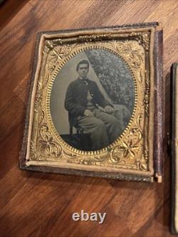 3 Photos UNION CIVIL WAR SOLDIER SAME MAN With Brother & UNIFORM Lot Pictures Rare