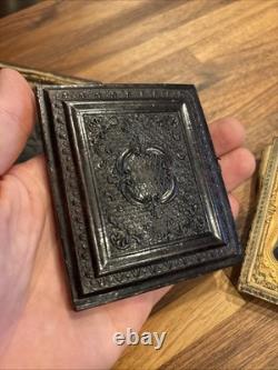 3 Photos UNION CIVIL WAR SOLDIER SAME MAN With Brother & UNIFORM Lot Pictures Rare