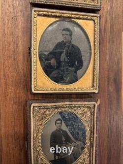 3 Photos UNION CIVIL WAR SOLDIER SAME MAN With Brother & UNIFORM Lot Pictures Rare