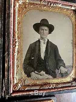 3 Pieces Tintype Photos ID'd Civil War Soldier & Wife Missouri or Arkansas 1860s