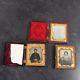 3 Tintype Photographs In Cases / Frames Names On Some Of Them Civil War