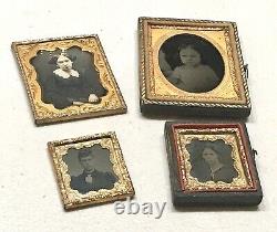 4 Antique Vintage Civil War Era Daguerreotype Gold Filled Case Photo Frame