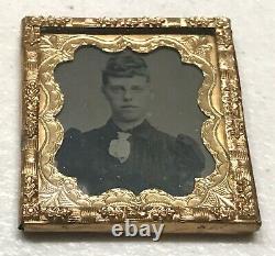 4 Antique Vintage Civil War Era Daguerreotype Gold Filled Case Photo Frame