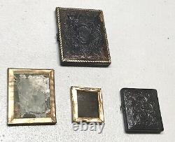 4 Antique Vintage Civil War Era Daguerreotype Gold Filled Case Photo Frame