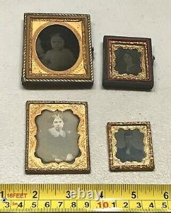 4 Antique Vintage Civil War Era Daguerreotype Gold Filled Case Photo Frame