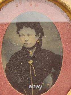 4 Vintage Tintype Soldier Military Family Pics Mat/Glass/Frame Case's 1855-1875